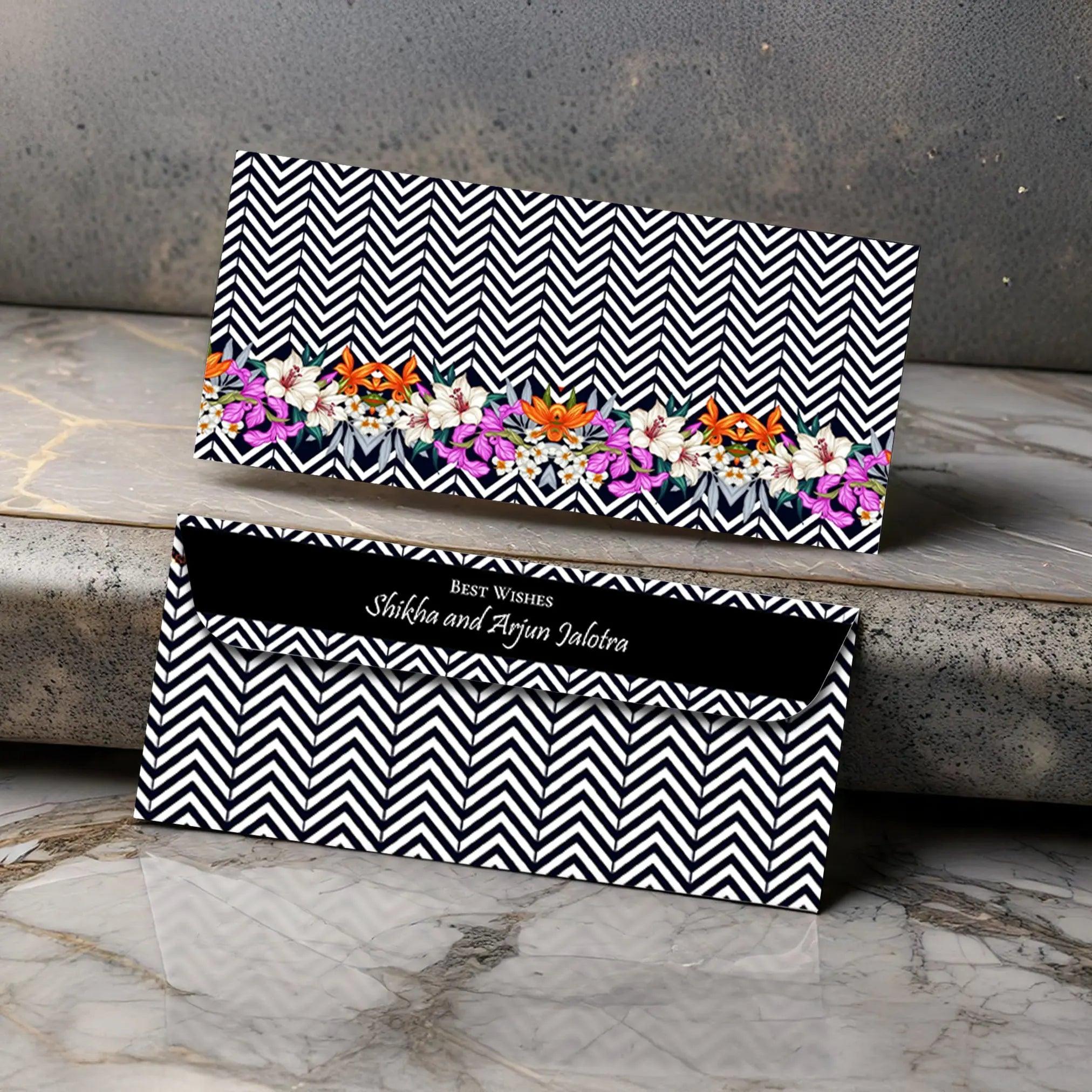 Personalised Money Envelopes - Chevron Orchids - Set of 20 Chatterbox Labels