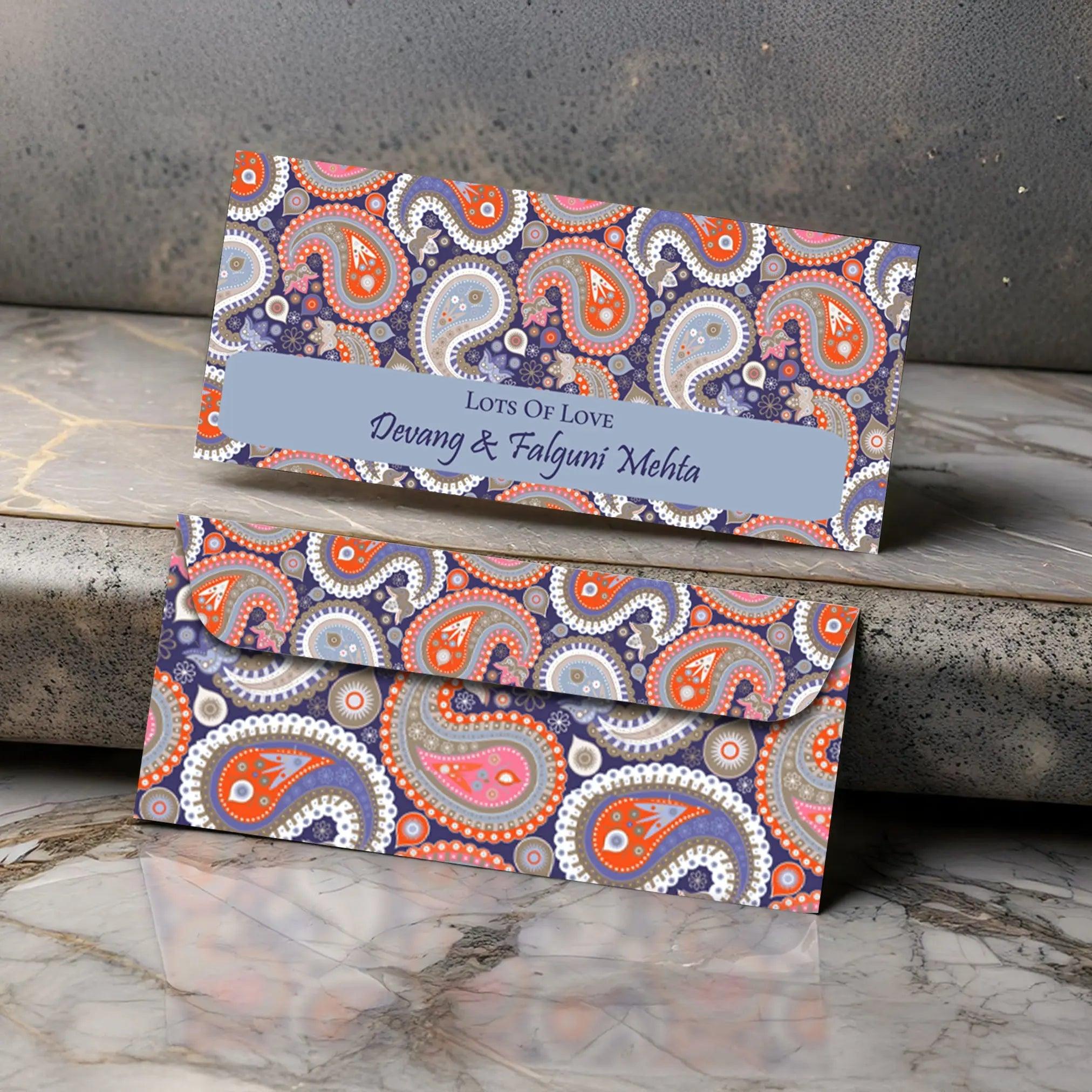 Personalised Money Envelopes - Paisley Theme - Set of 20 Chatterbox Labels