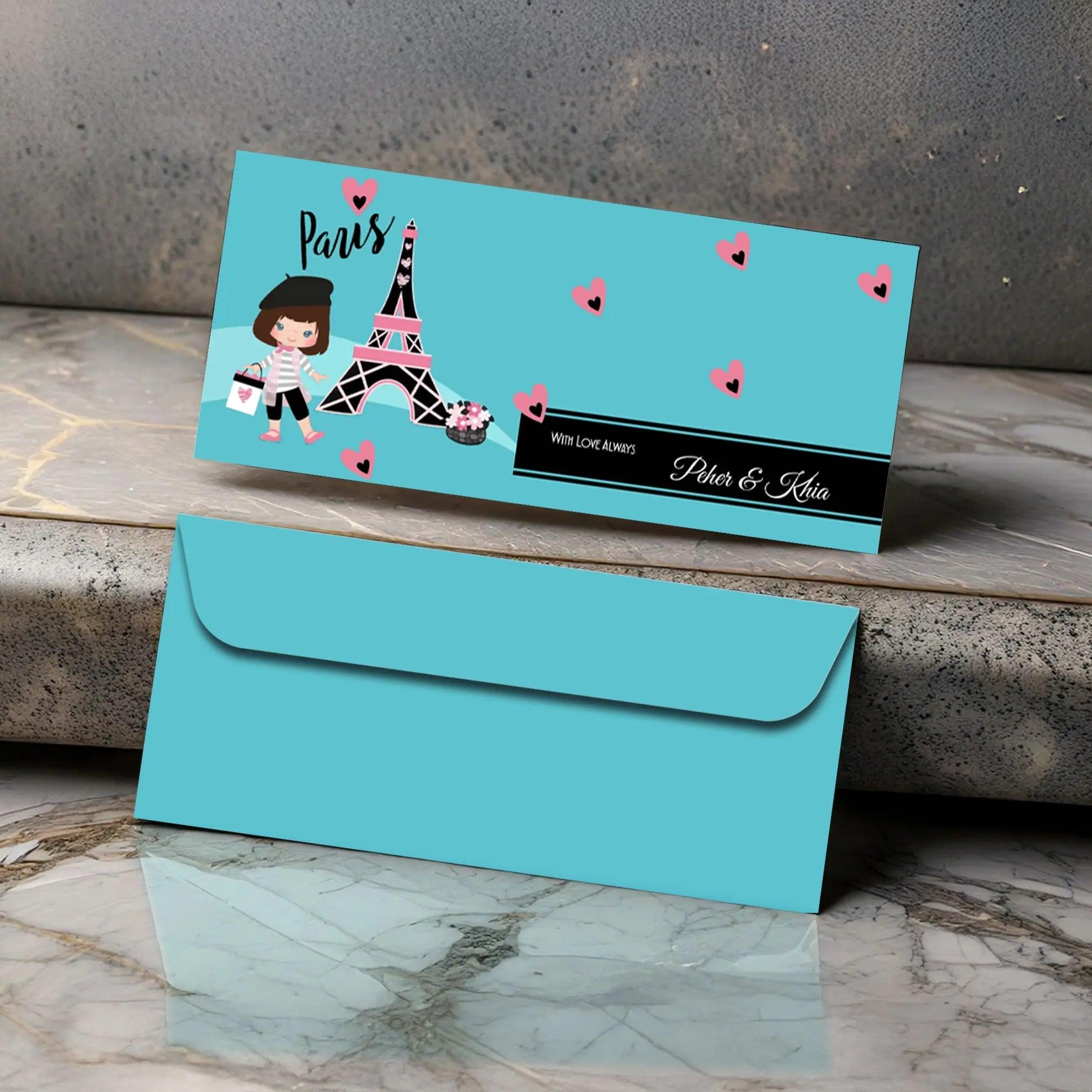 Personalised Money Envelopes - Paris Theme - Set of 20 Chatterbox Labels