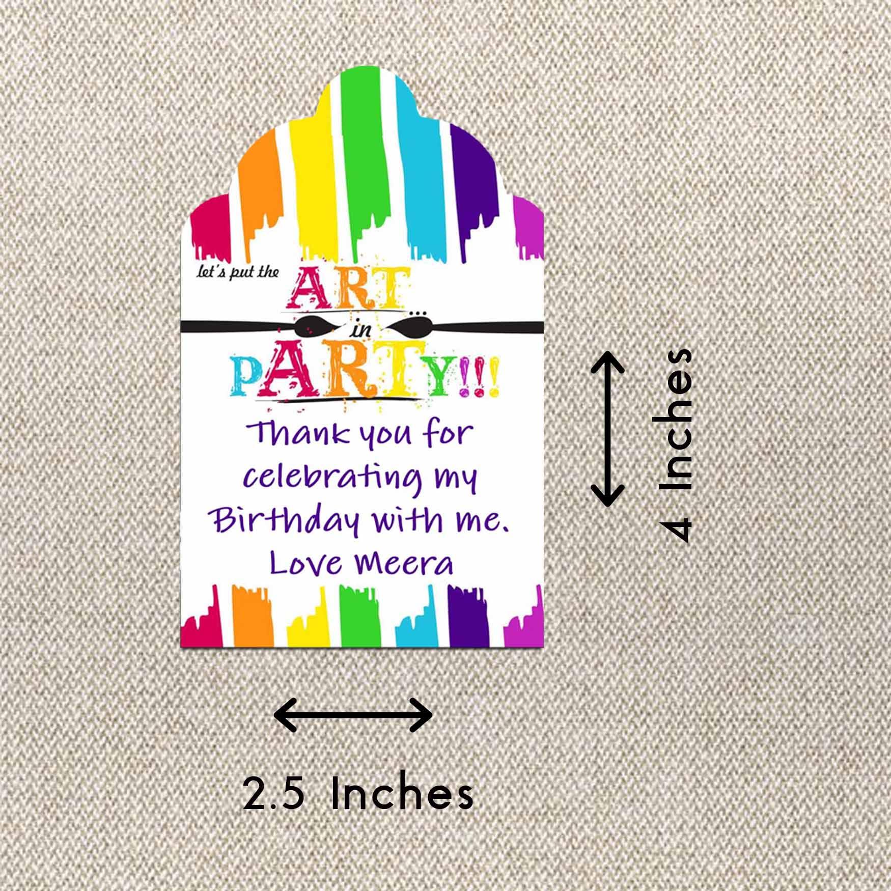Personalised Thank You Cards - Art Party - Set of 15 - Chatterbox Labels