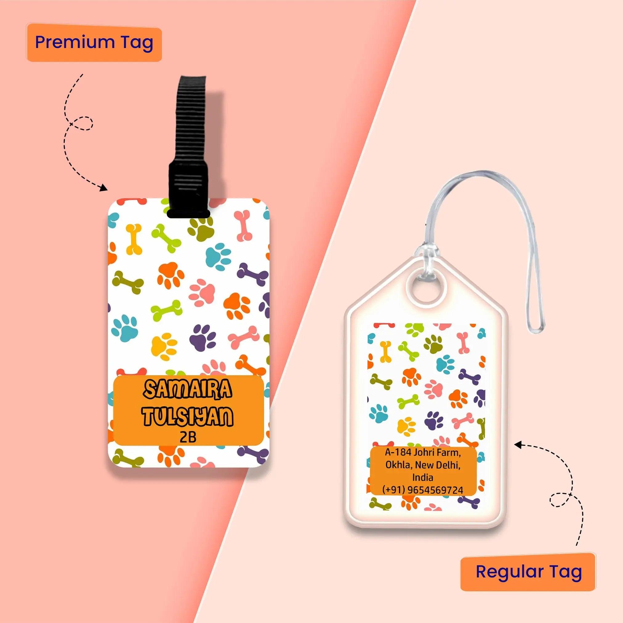 Personalized Bag Tags for Kids - Set of 5 - Cute Dog Design Chatterbox Labels