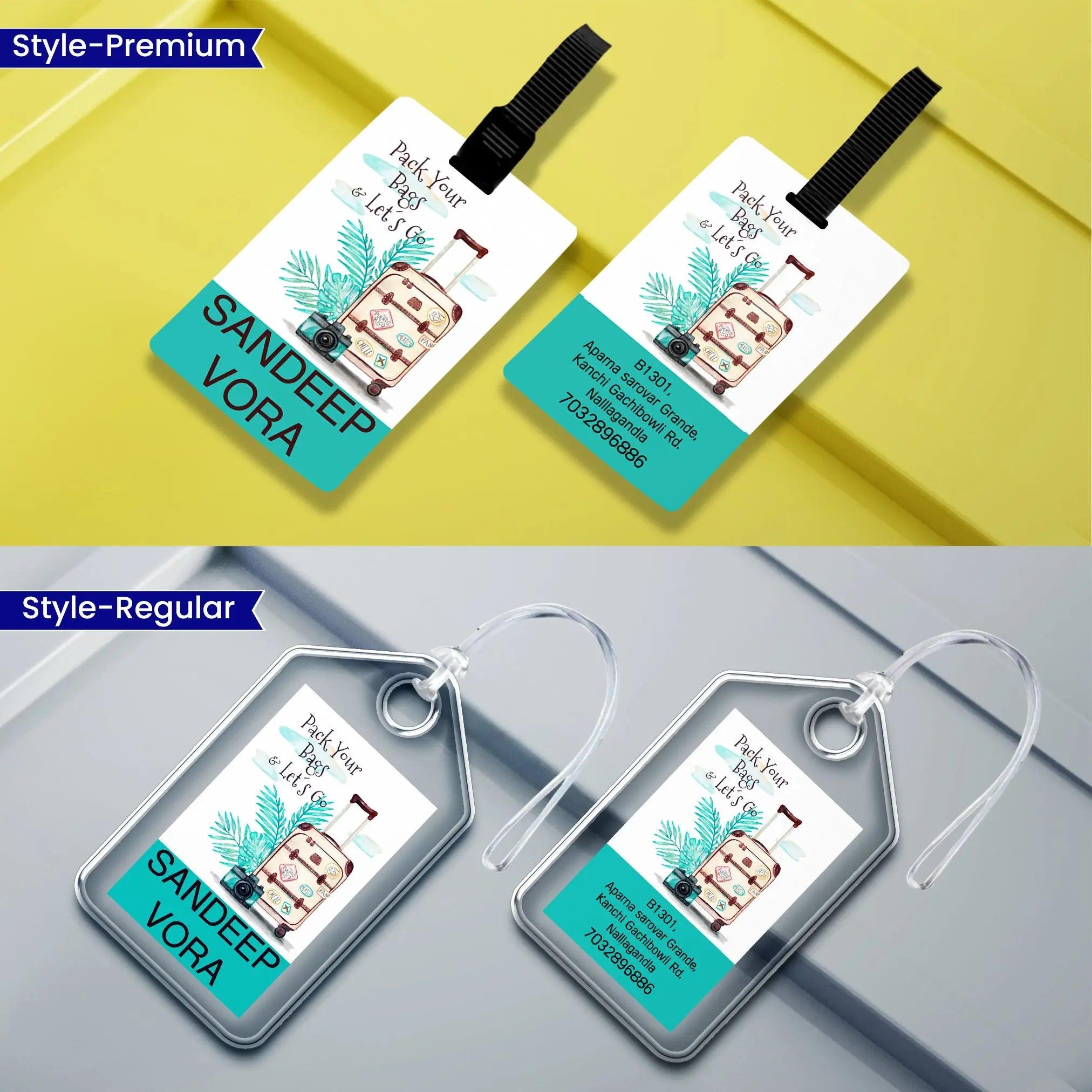 Personalized Luggage Tags Pack Your Bags Design - Set of 5 Chatterbox Labels