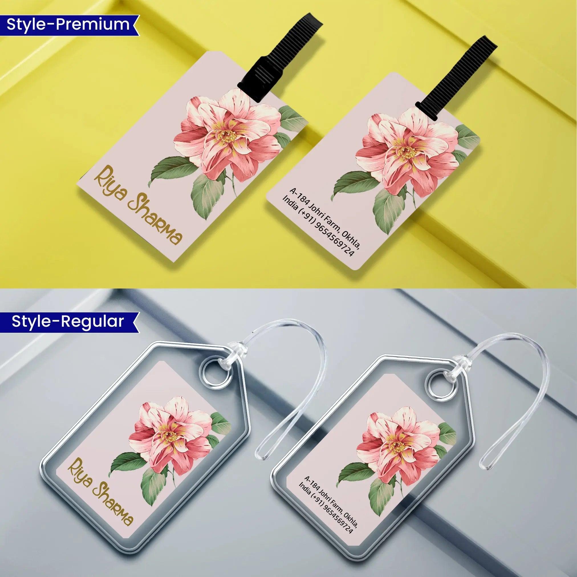 Personalized Luggage Tags - Painted Petals Design