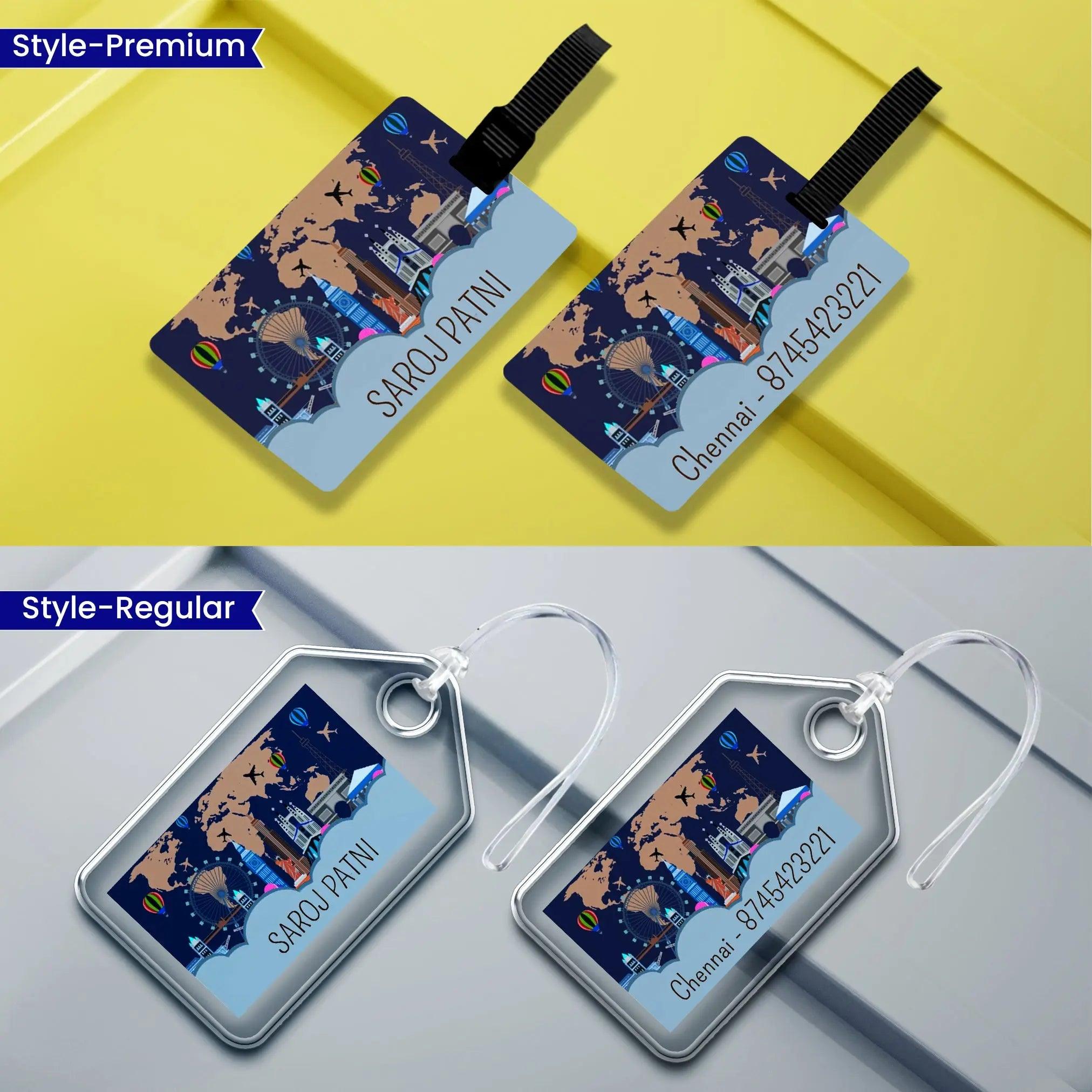 Personalized Luggage Tags Travel The World - Set of 5 Chatterbox Labels