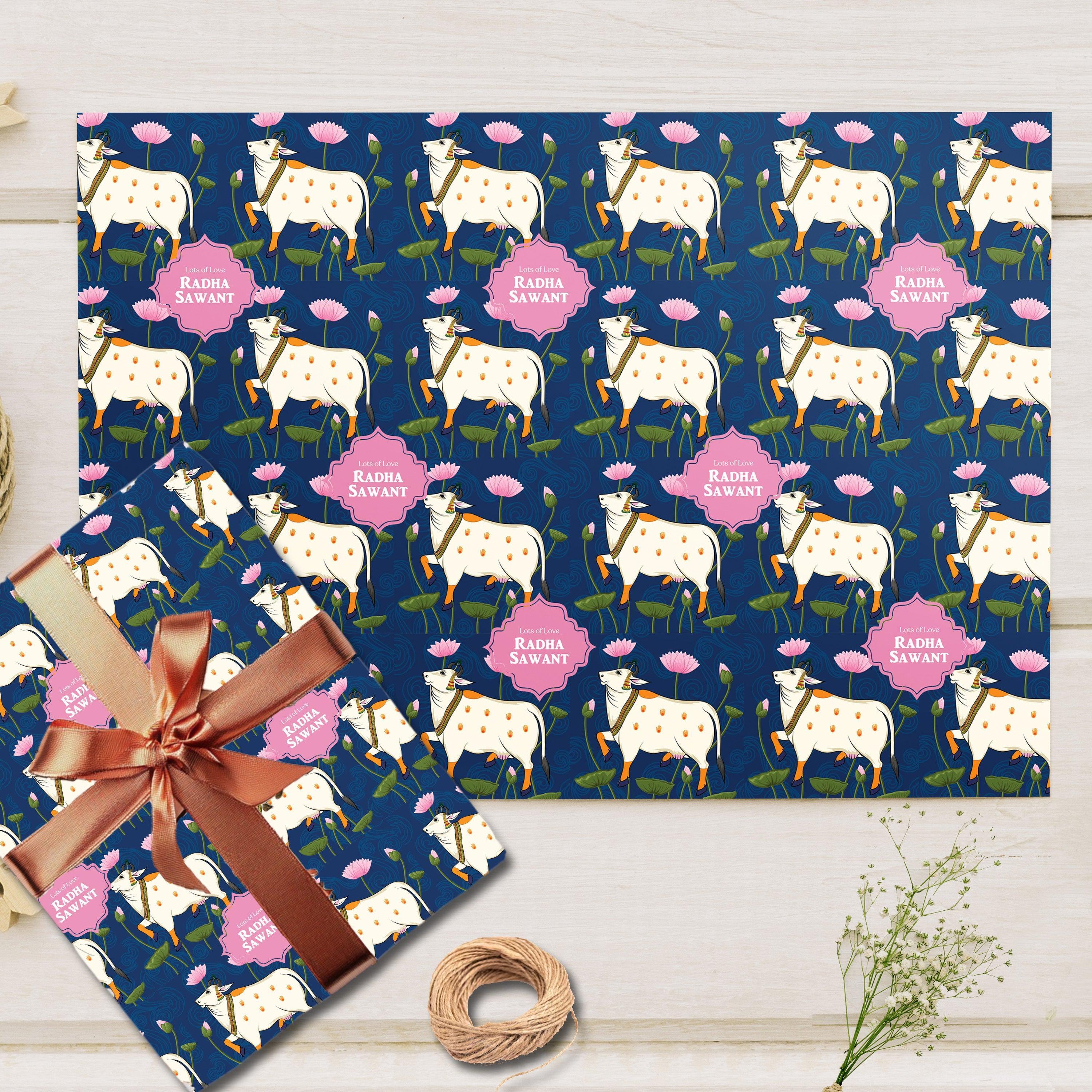 Custom Gift Wrapping Paper - Pichwai Petals Design