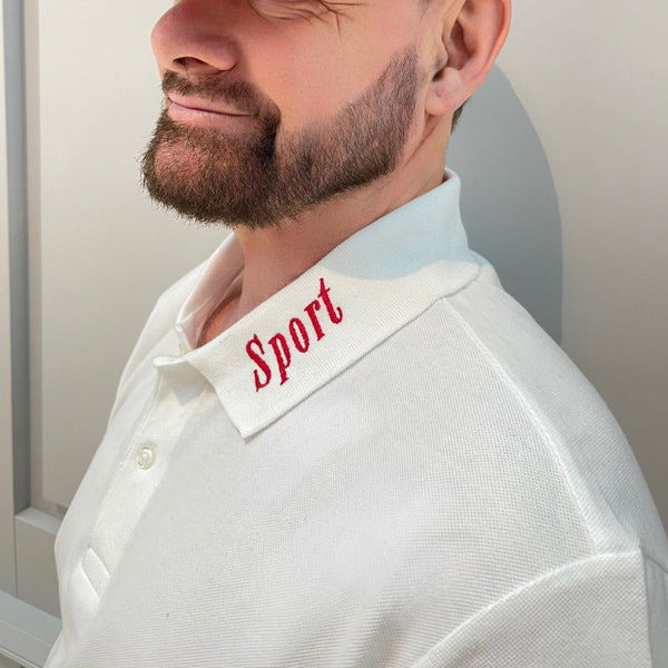 Polo shirt with embroidered collar