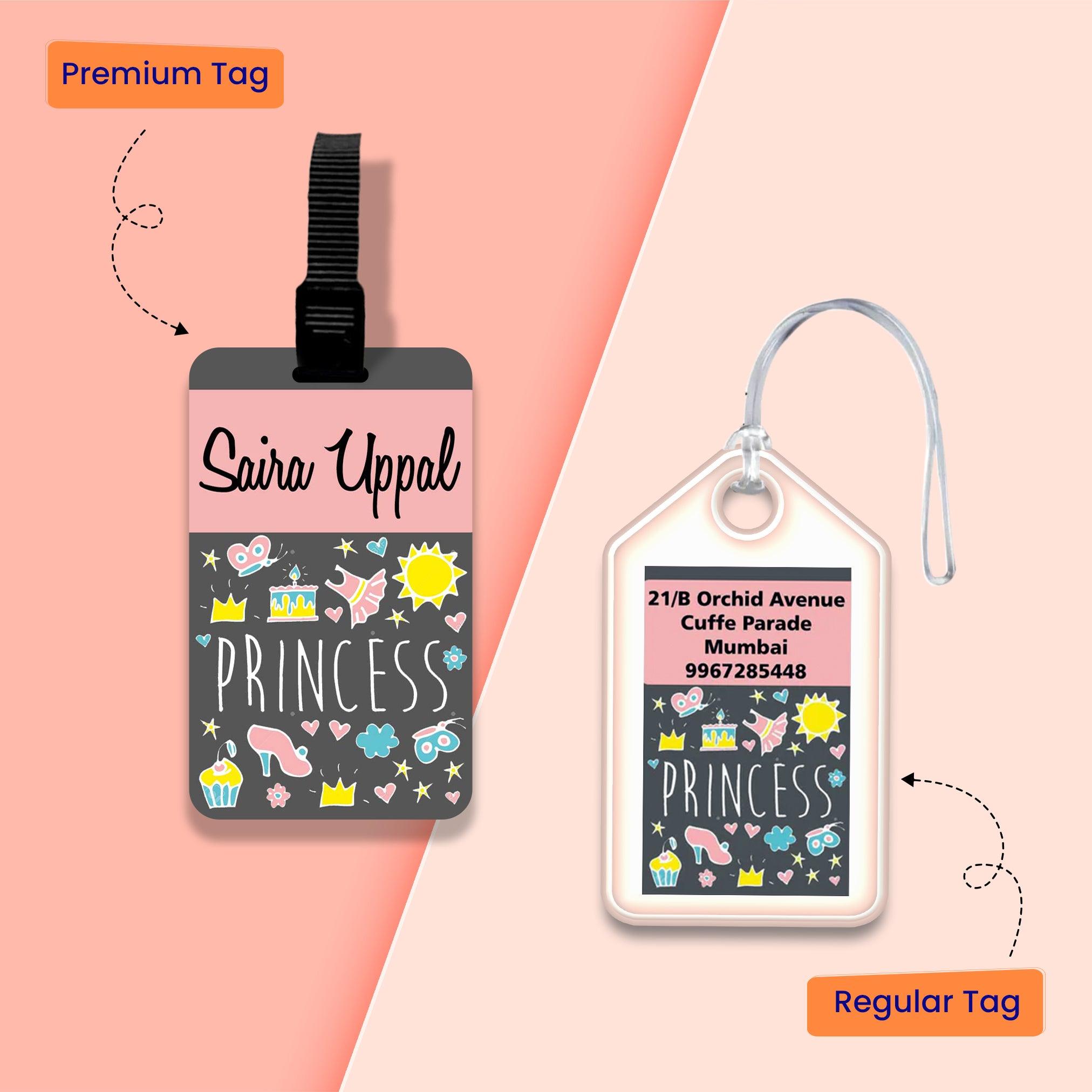 Personalized Bag Tags for Kids - Set of 5 - Princess Design
