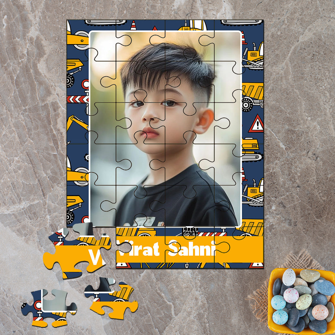 Custom Acrylic Photo Puzzle - Construction Vehicles Theme