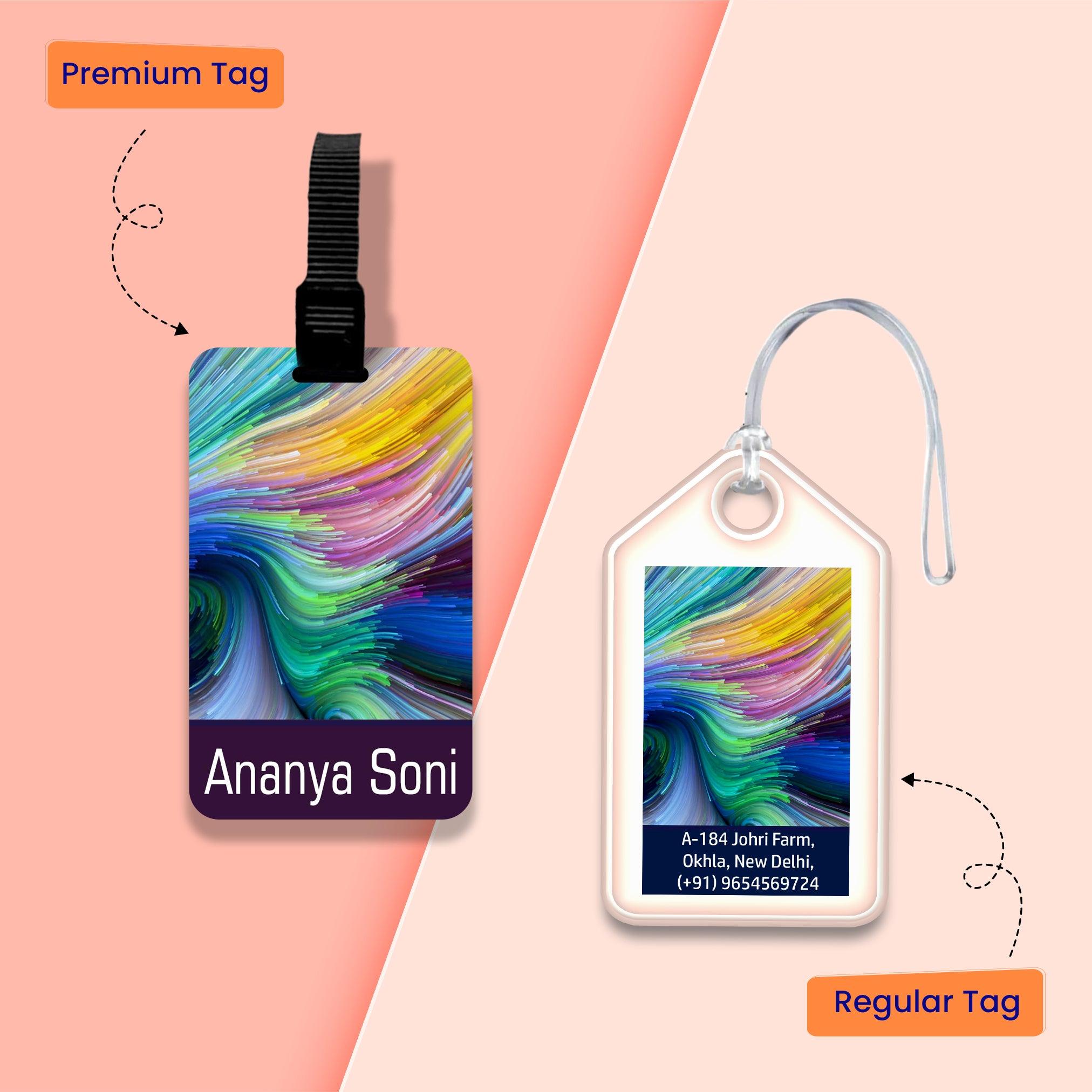 Set of 5 - Rainbow Swirl Design Bag Tags