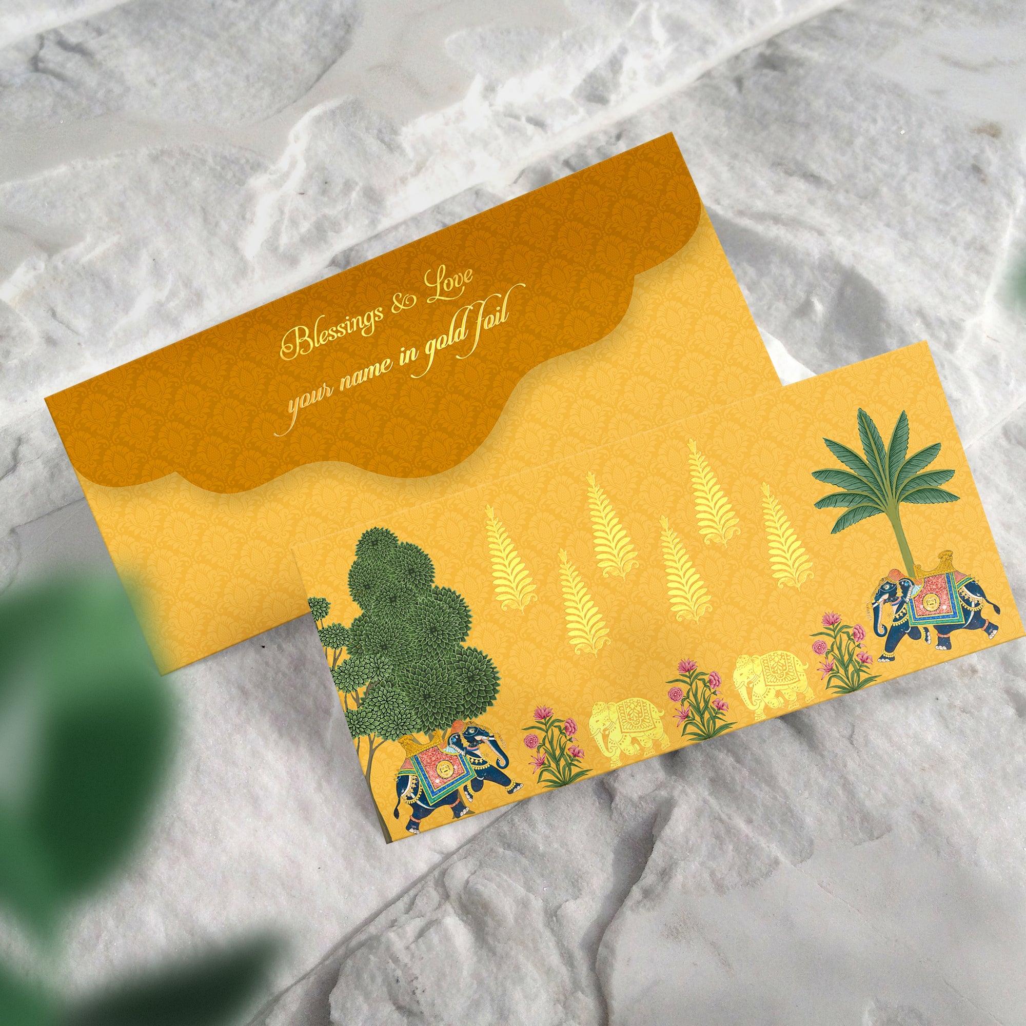 Luxe Money Envelopes -Royal Elephant Yellow- Set of 20 Chatterbox Labels
