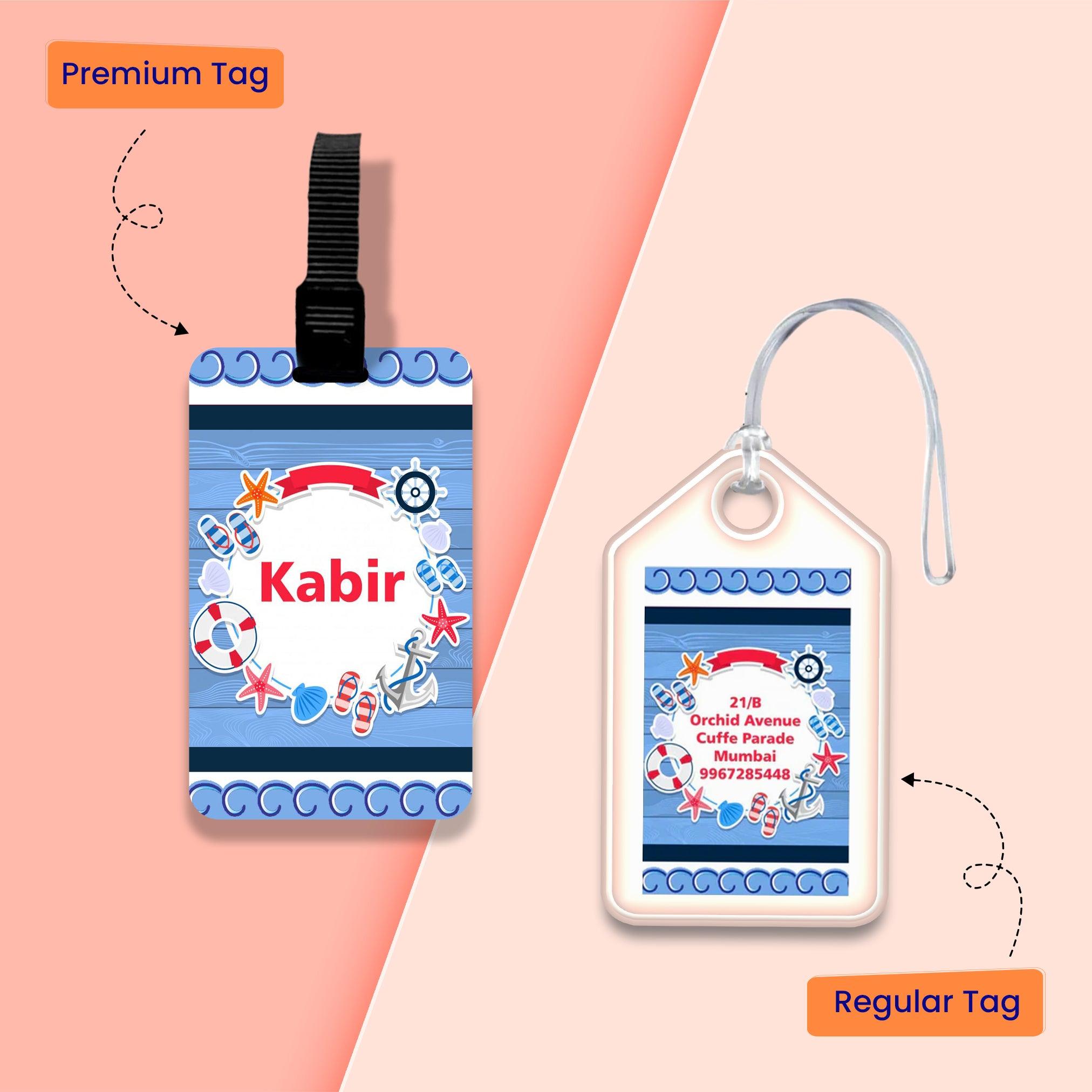 Personalized Bag Tags for Kids - Set of 5 - Sailor Design
