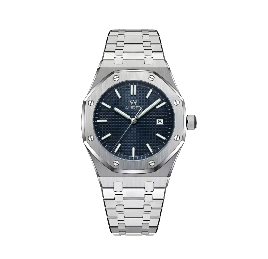 Aurex Silver Octagon Blue Waffle