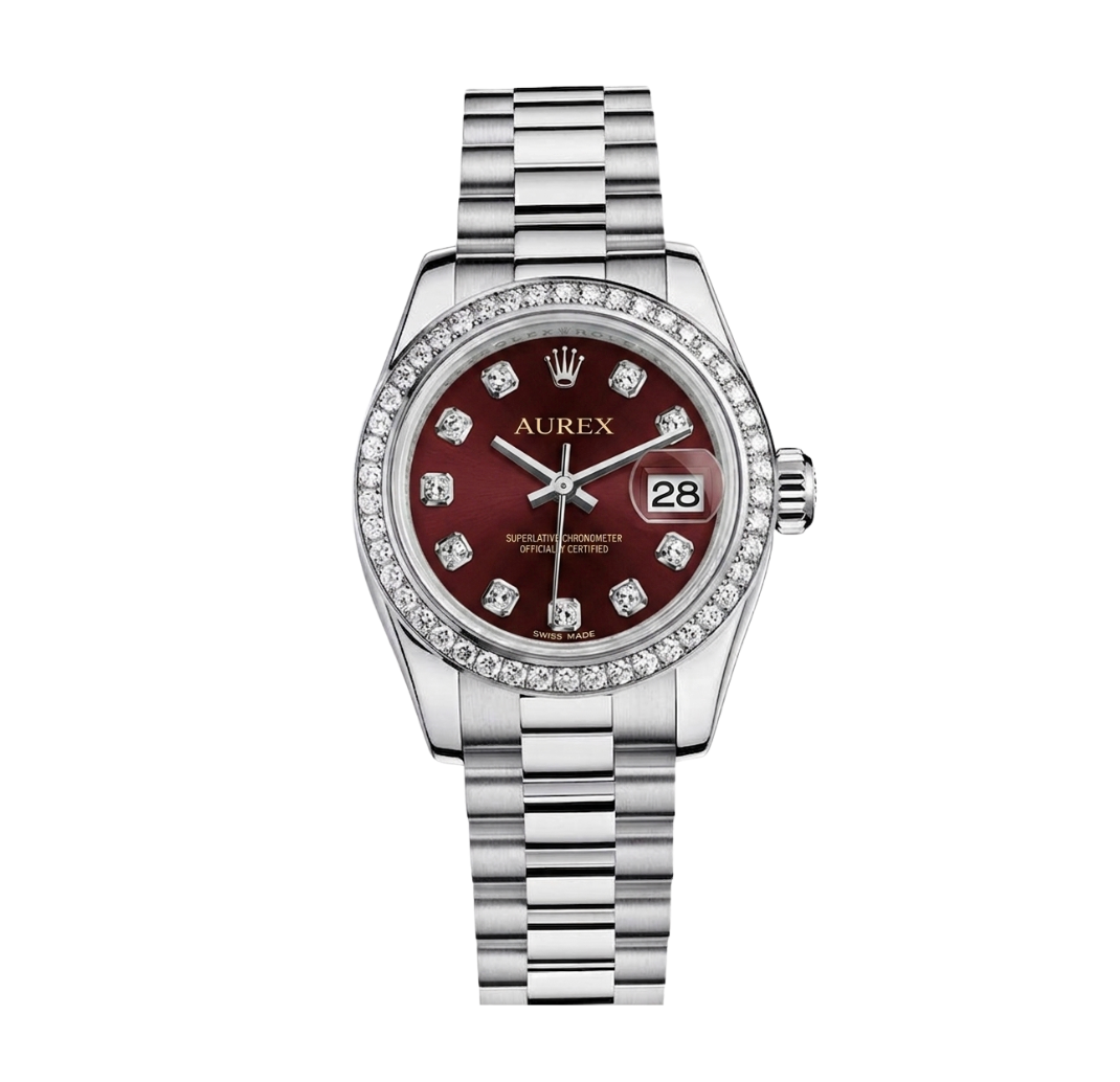 Aurex Diamond Bezel Burgundy Jubilee