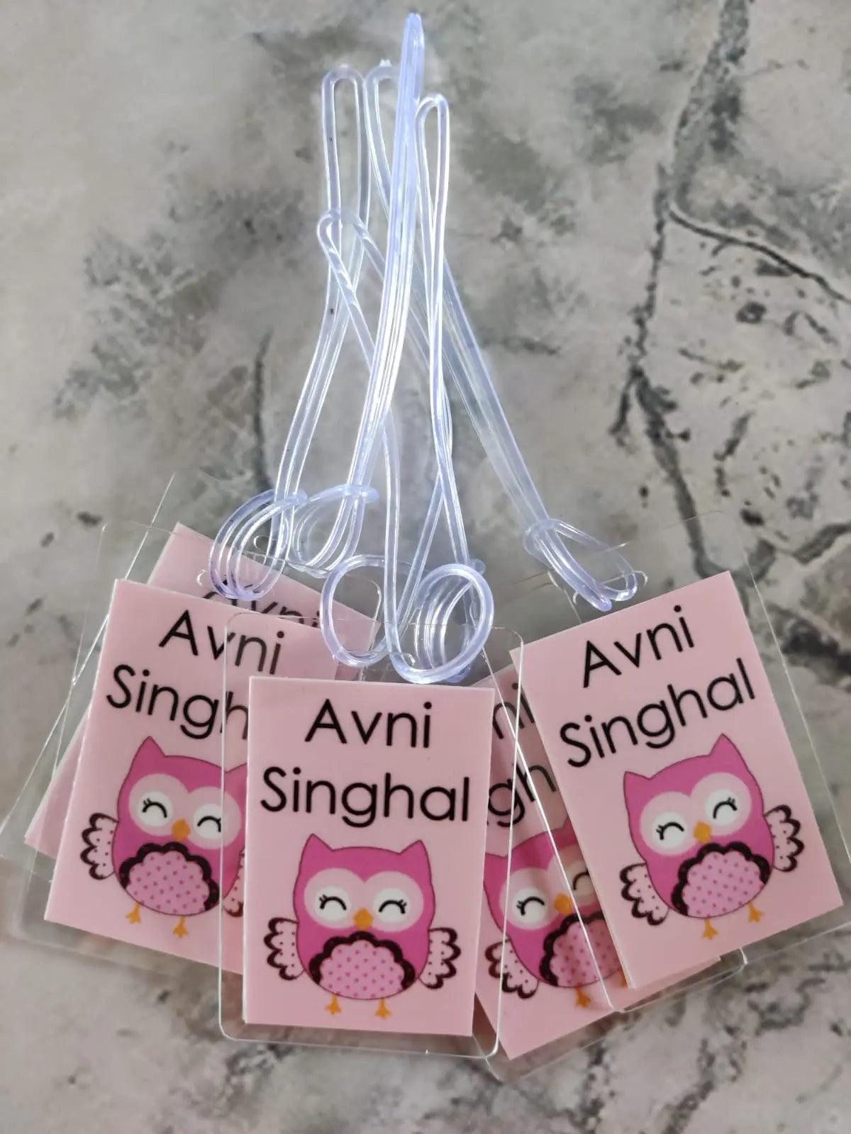 Bag Tags Pink Owl Design - Set of 5 Chatterbox Labels