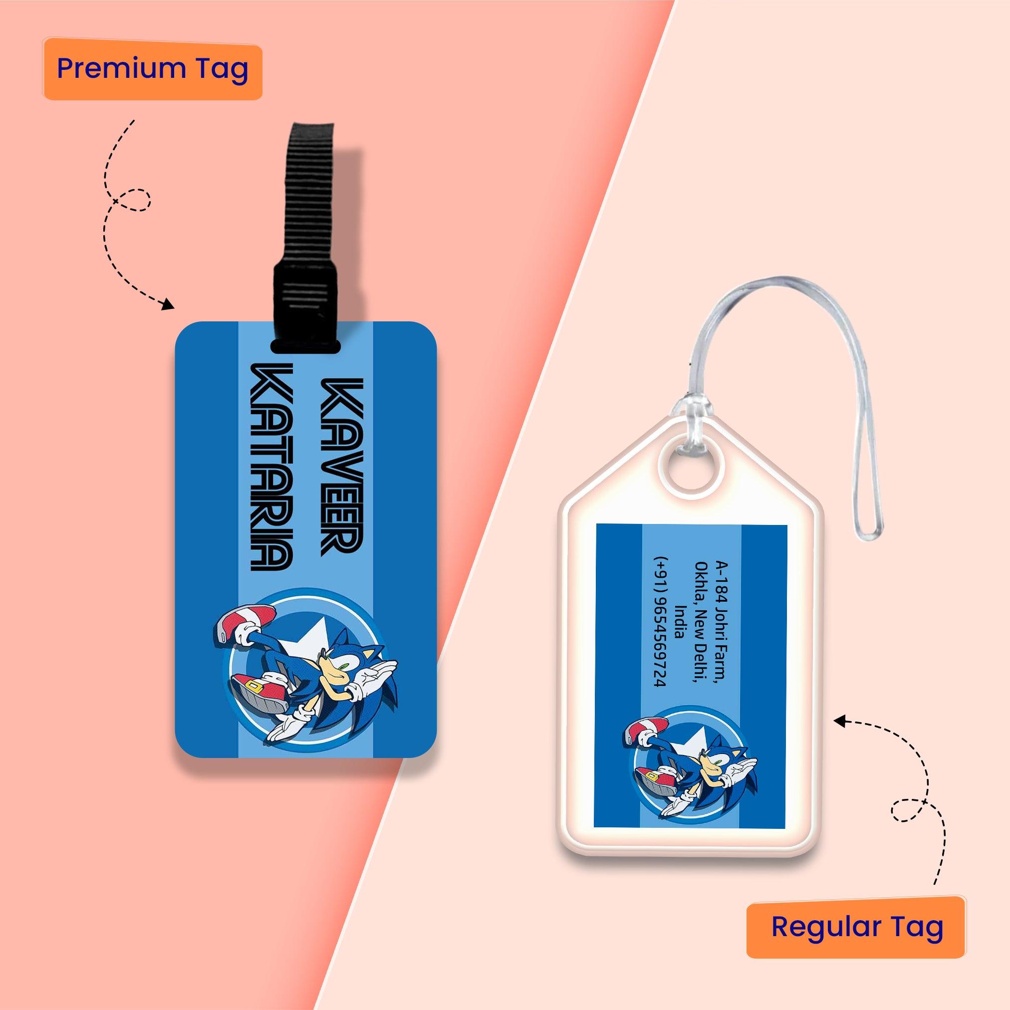 Personalized Bag Tags for Kids - Set of 5 - Sonic Design