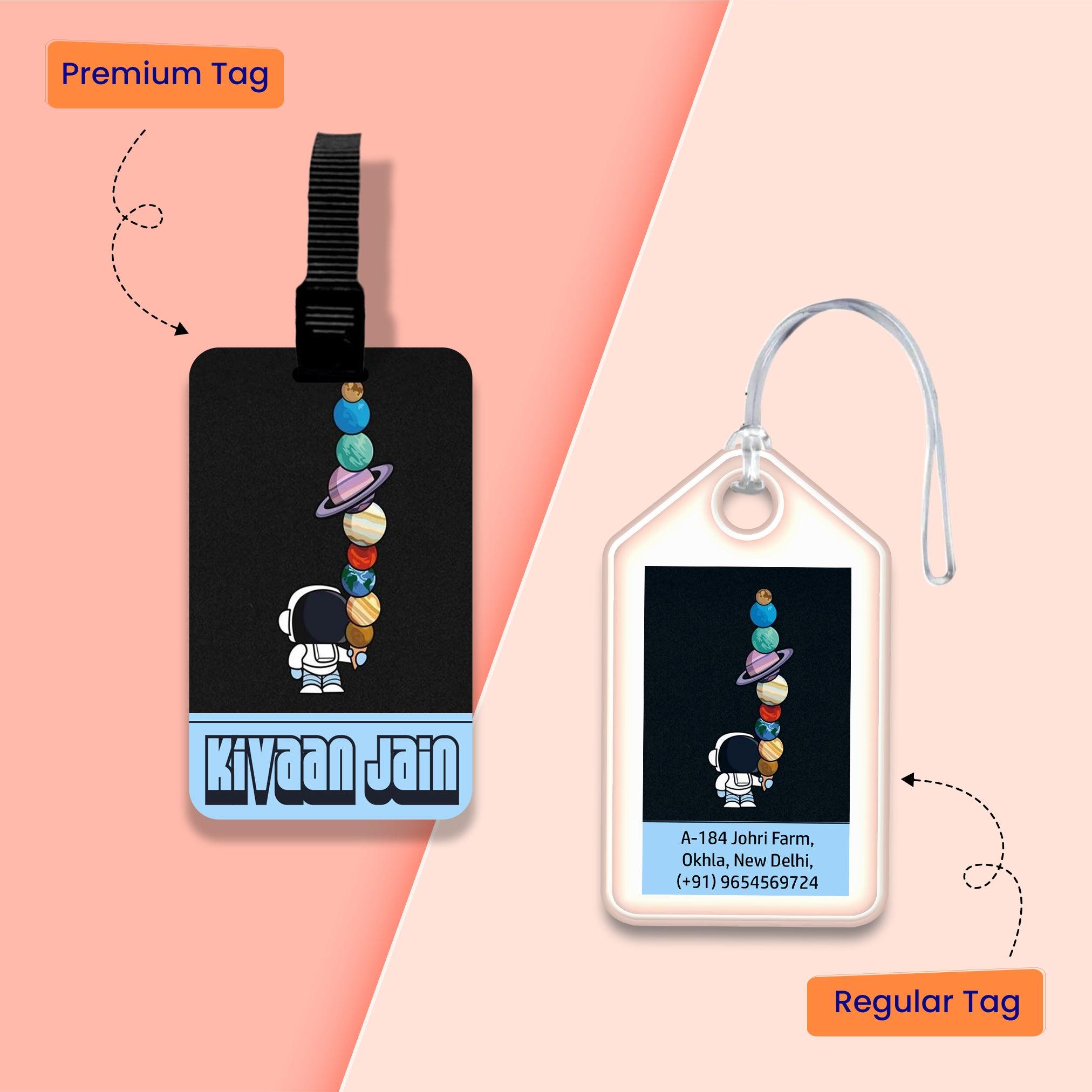 Personalized Bag Tags for Kids - Set of 5 - Space Icecream Design