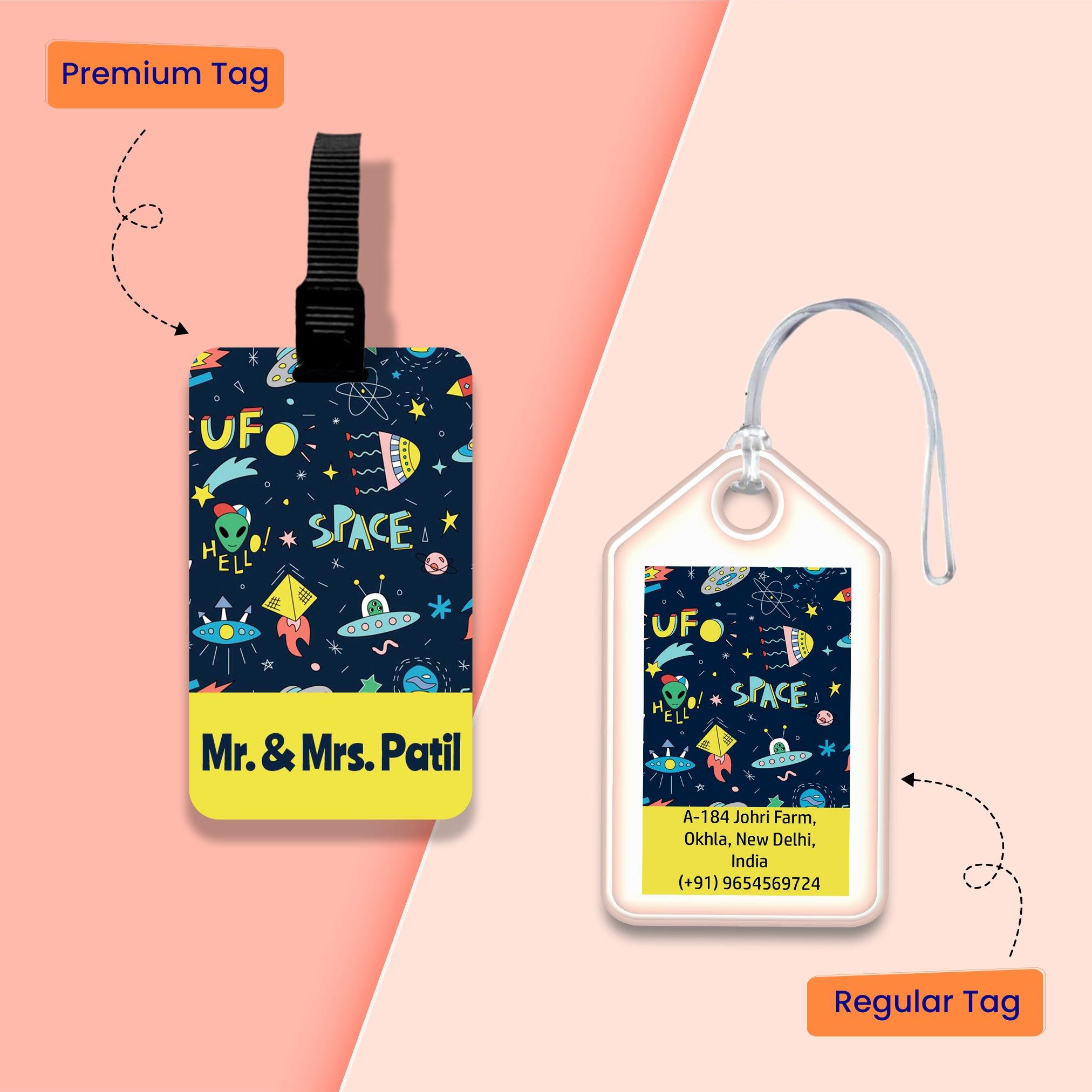 Personalized Bag Tags for Kids - Set of 5 - Spaceship design