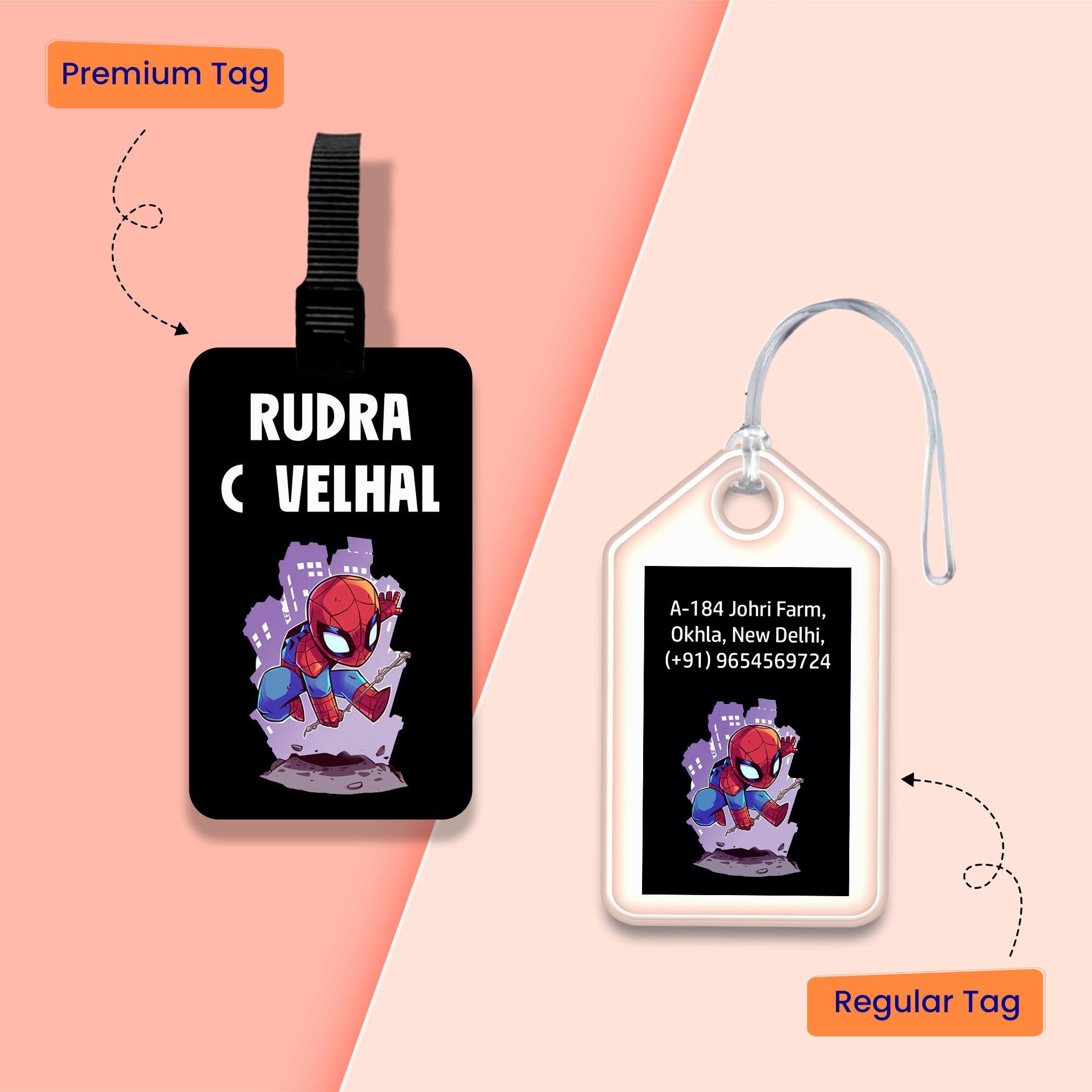 Personalized Bag Tags for Kids - Set of 5 - Spider Man Design