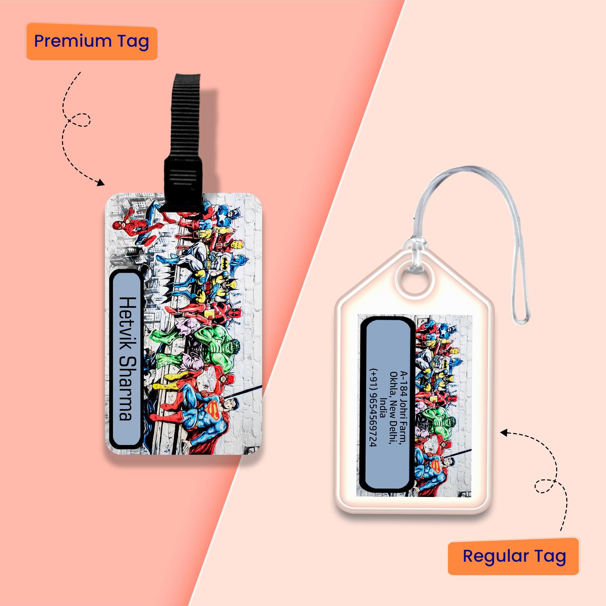 Personalized Bag Tags for Kids - Set of 5 - Superhero Design