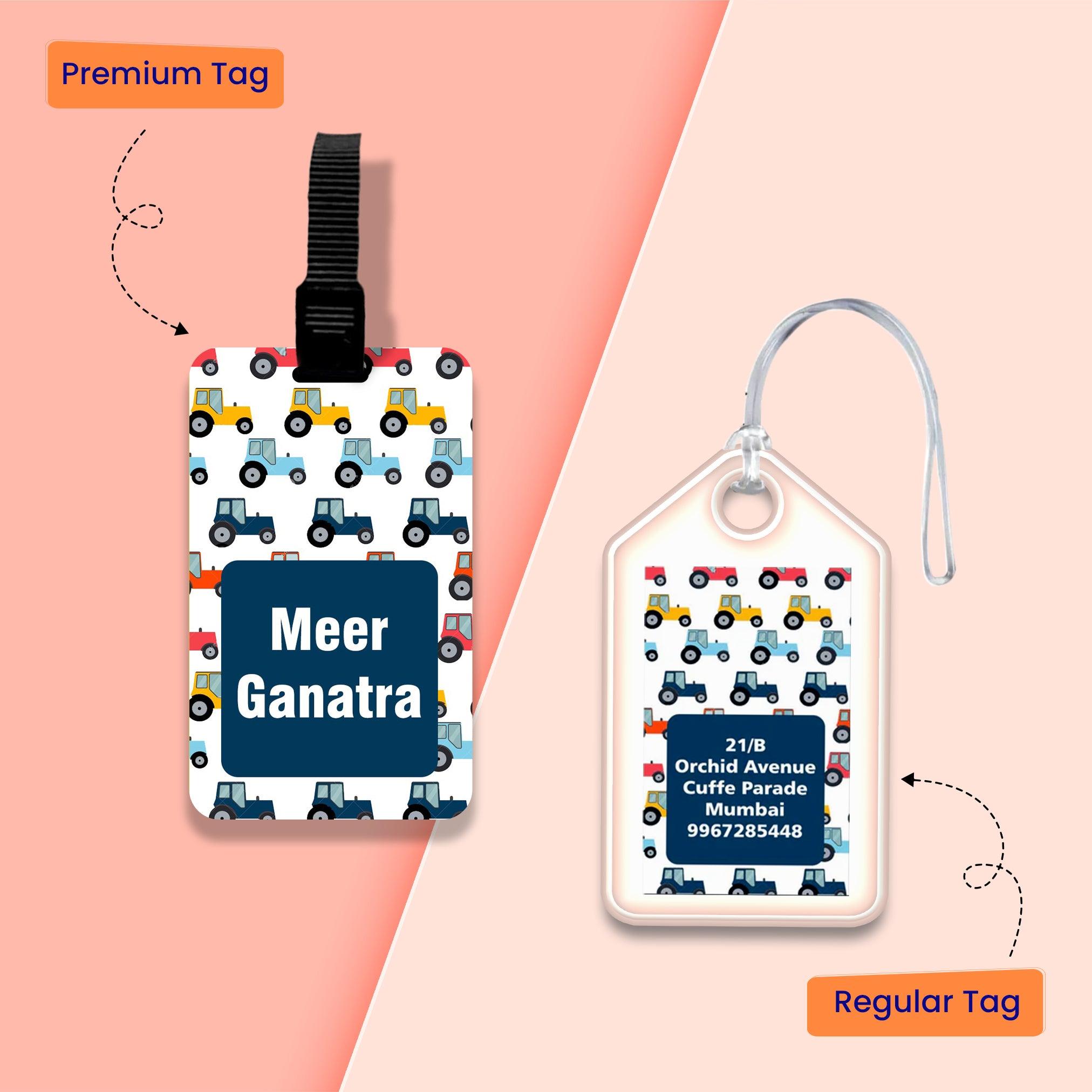 Personalized Bag Tags for Kids - Set of 5 - Tractor Design