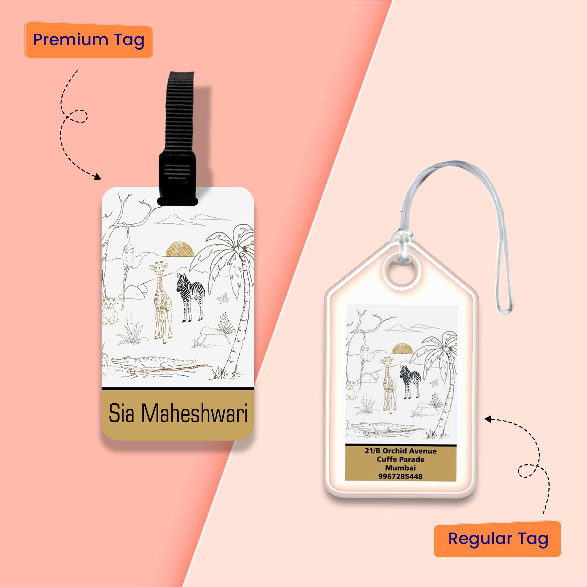 Personalized Bag Tags for Kids - Set of 5 - Wildlife Design