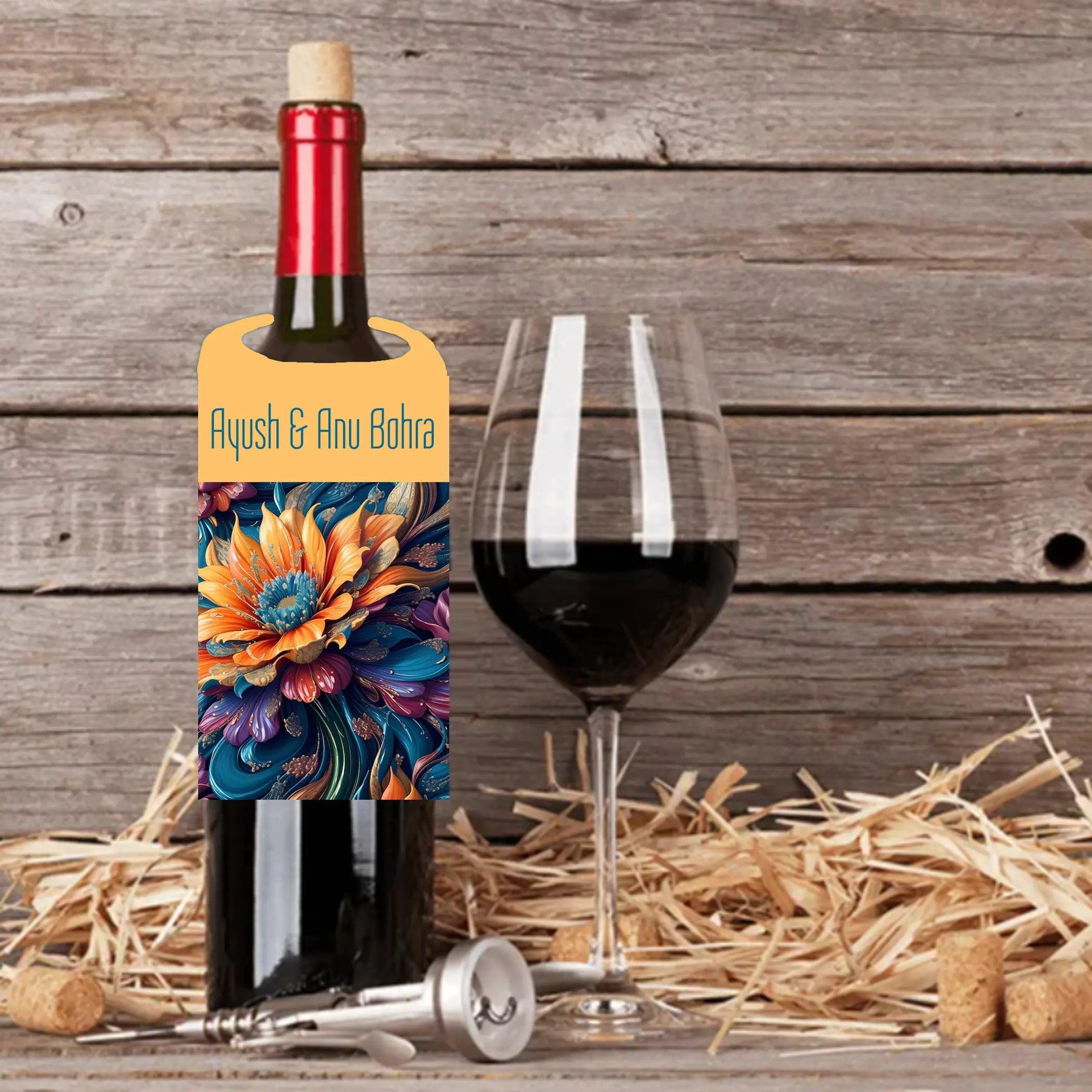 Wine Bottle Neck Tag - Floral Fusion - Set of 10 Chatterbox Labels