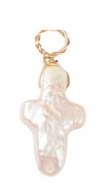 Keshi Pearl Cross Charm