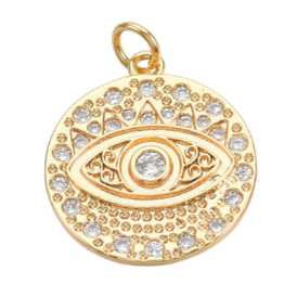 CZ Circle Evil Eye Charm