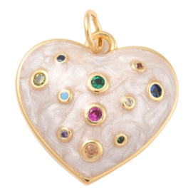 Luxe Colorful CZ Heart Charm