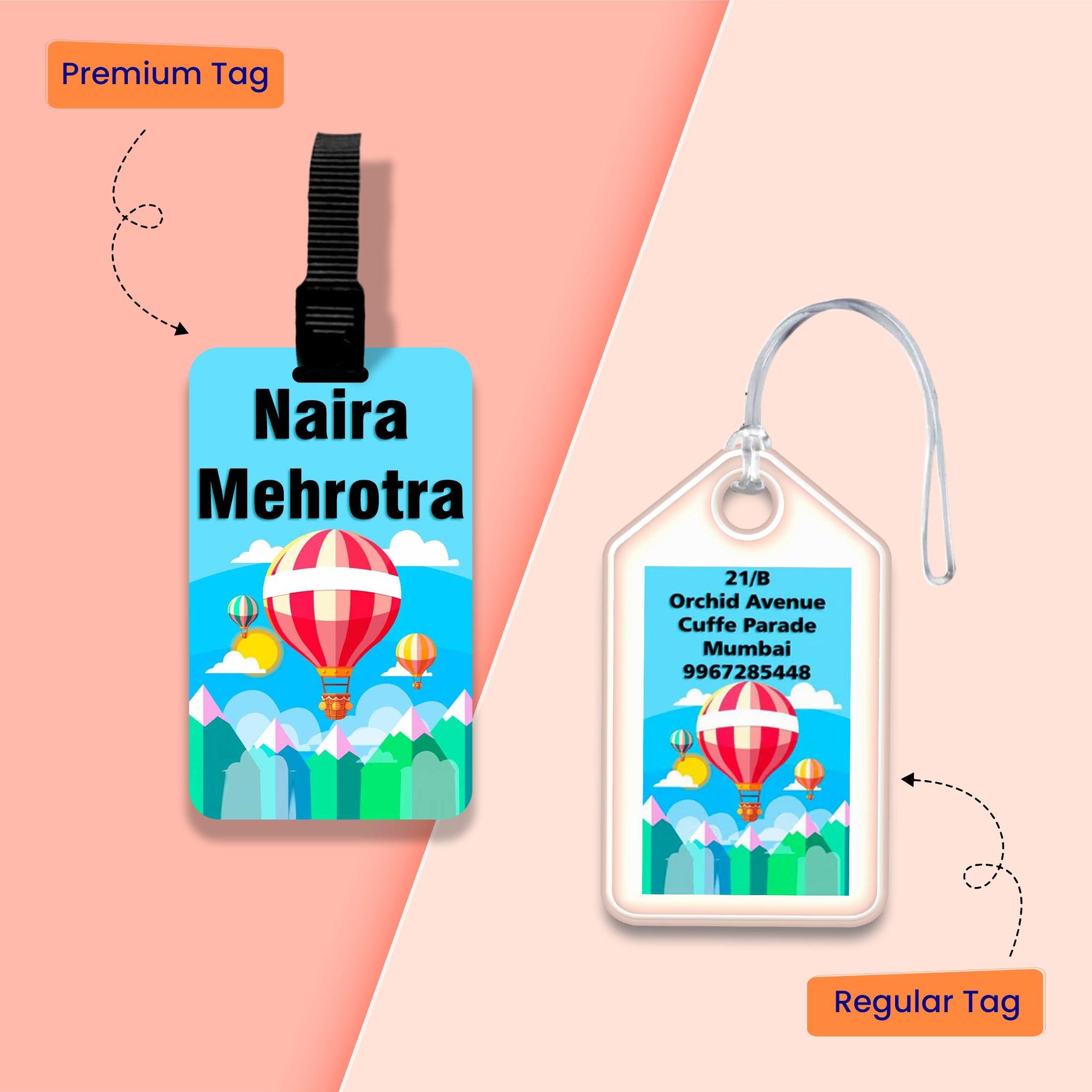 Personalized Bag Tags for Kids - Set of 5 - Hot Air Balloon