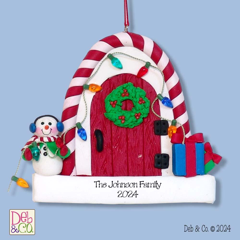 Peppermint Door  / Home Family  HANDMADE POLYMER CLAY Personalized Christmas Ornament