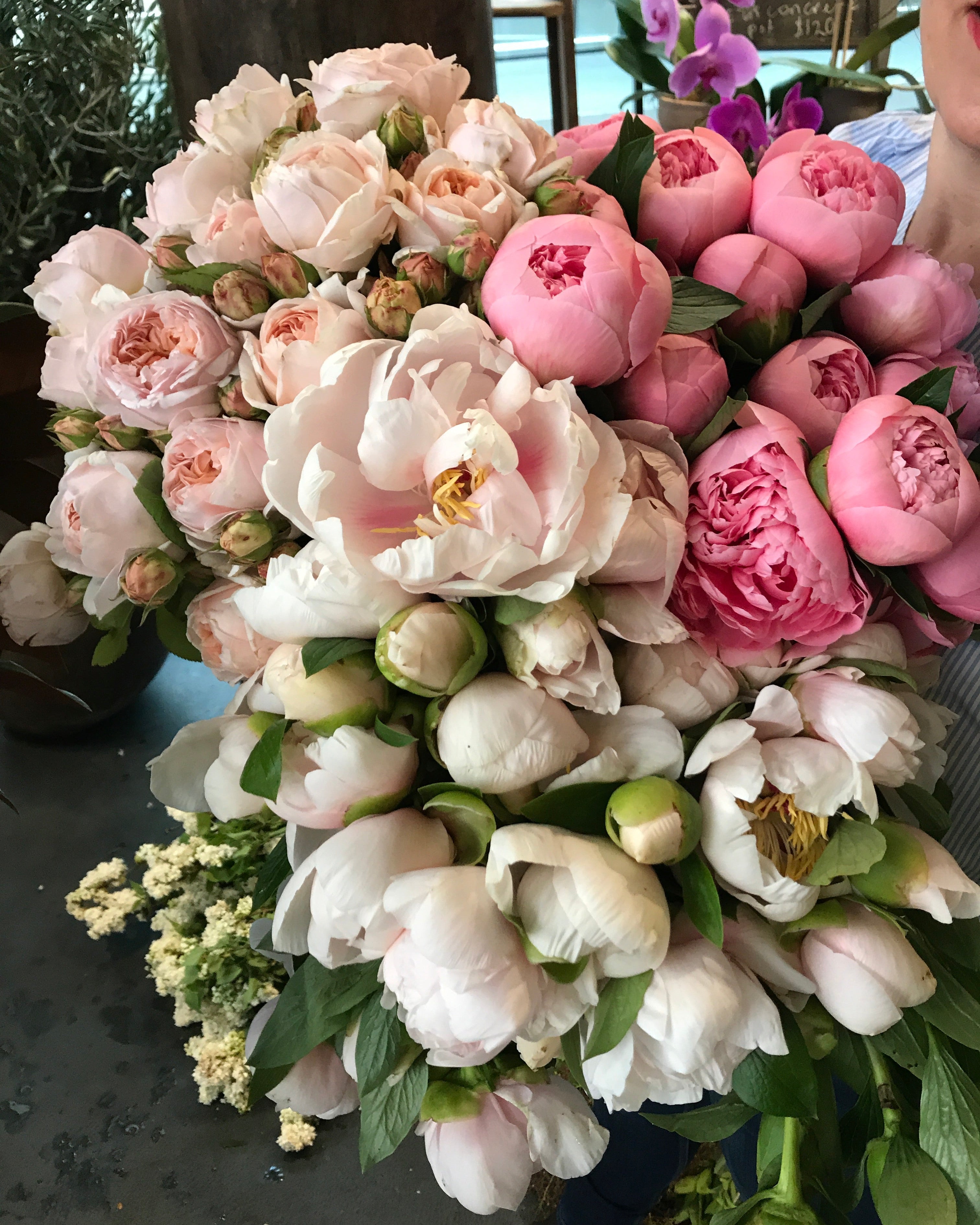 huge bunch of pastel peonies
