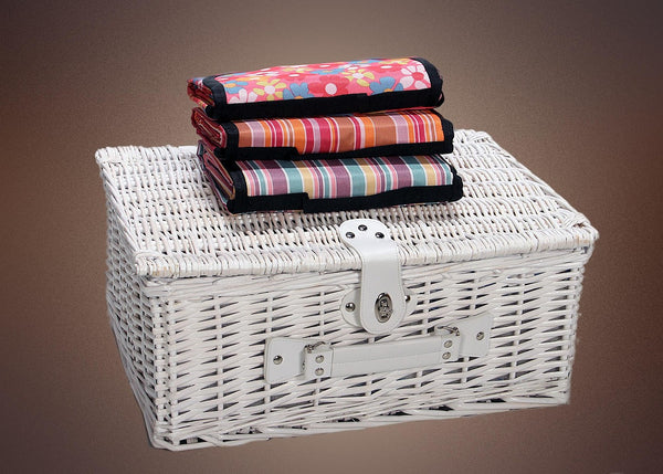 White wicker basket with a secure lock
