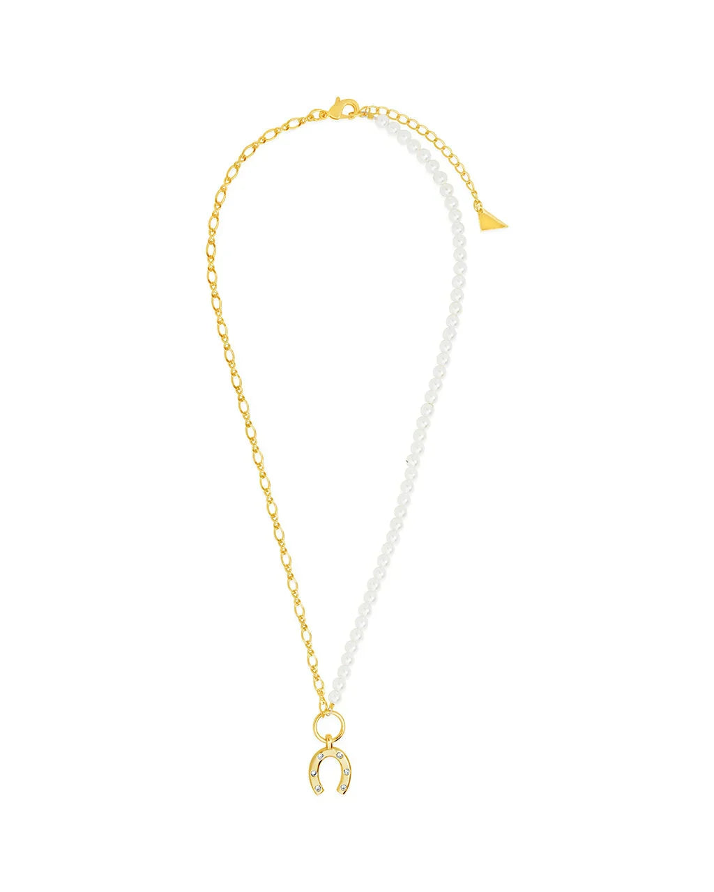 Elva Pearl CZ Horsehoe Necklace